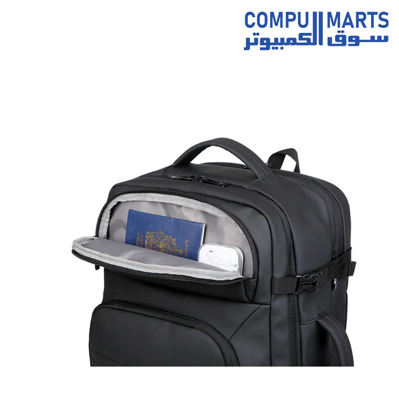 2201 17-inch Laptop Backpack, Multi-Function Business Travel Waterproof Backpack with USB Port - Black - Image 4