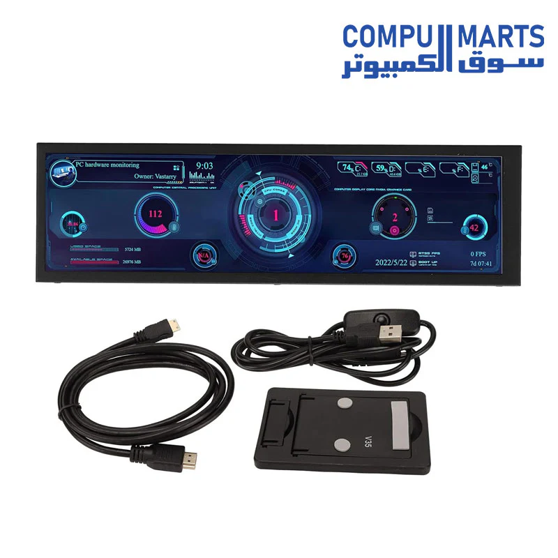 8.8 Inch IPS USB Mini Screen, 1920x480 High Resolution PC Temperature Display CPU GPU SSD Data Temperature Monitor - Image 3