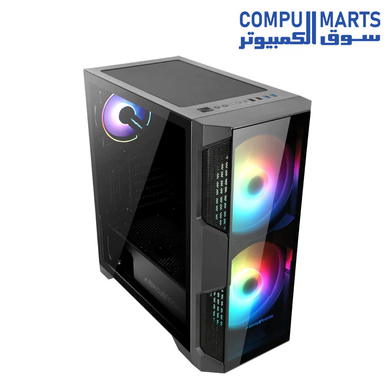 ABKONCORE Helios H500G 200mm RGB Fans & 120mm HR120 RGB Fan, Two Side Tempered Glass Case - Image 3