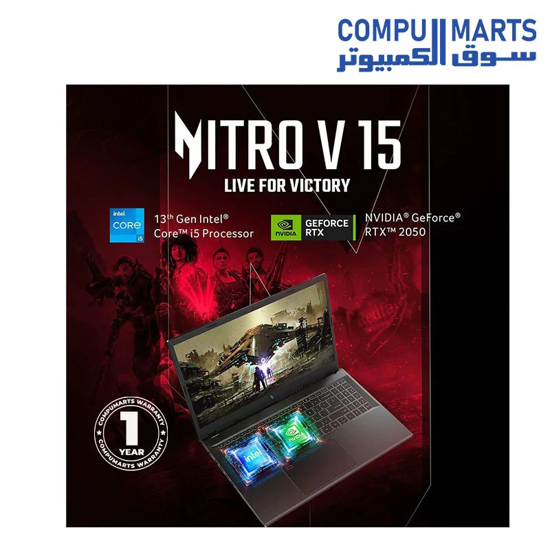 Acer Nitro V 15 ANV15-51-519K CORE i5-13420H- RTX 2050 4GB DDR6 -RAM 8GB DDR5 -SSD 512GB NVMe -15.6inch FHD (1920×1080) 144Hz IPS win 11 - Image 7