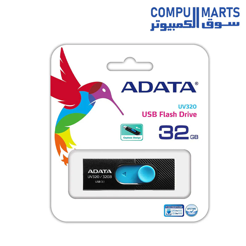 ADATA UV320 USB 3.1 Quick Slide Capless Flash Drive Black (AUV320-32G-RBKBL) - Image 4