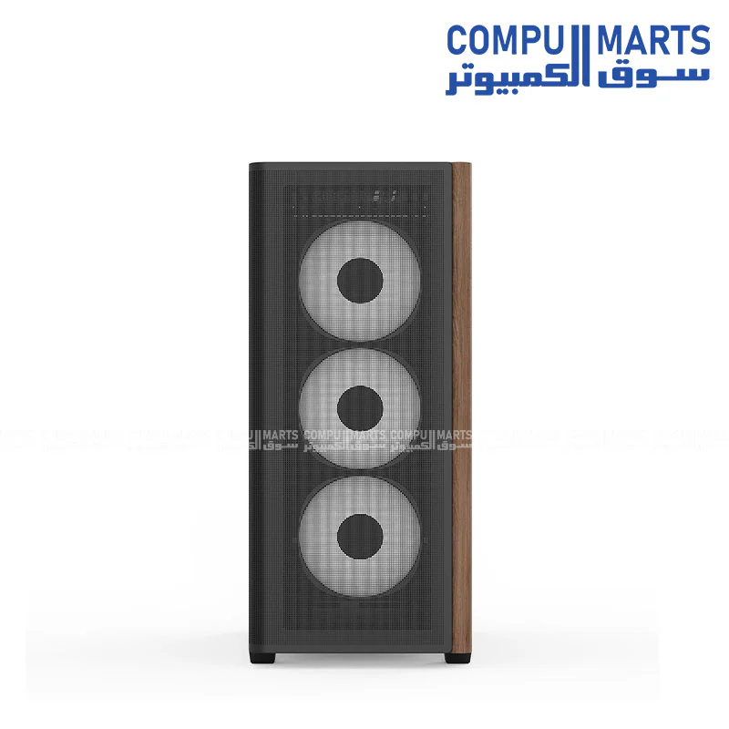 AeroCool D501A Mid Tower Gaming Case – Wood-Accented Mesh Front, 360mm Radiator Support, ARGB Lighting, ATX/mATX/Mini-ITX - Image 3