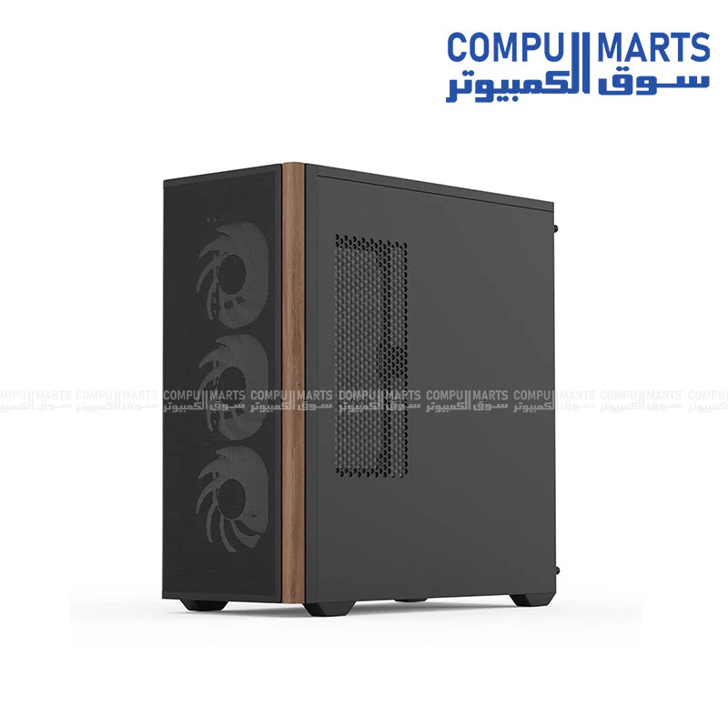 AeroCool D501A Mid Tower Gaming Case – Wood-Accented Mesh Front, 360mm Radiator Support, ARGB Lighting, ATX/mATX/Mini-ITX - Image 4