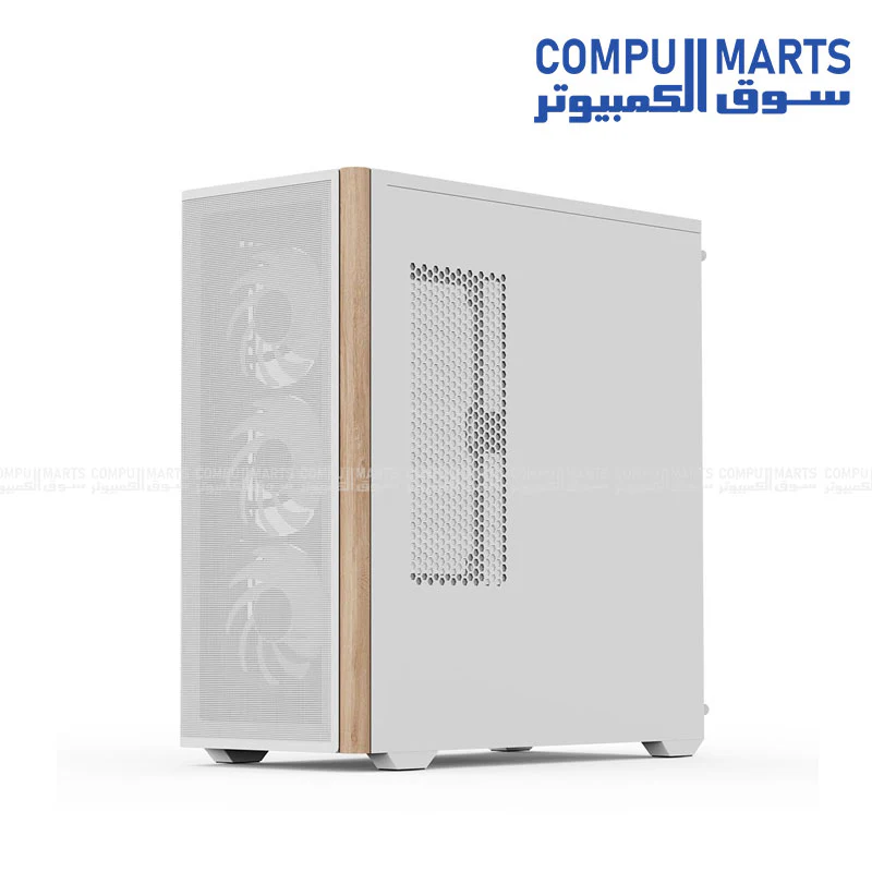 AeroCool D501A Mid Tower Gaming Case – Wood-Accented Mesh Front, 360mm Radiator Support, ARGB Lighting, ATX/mATX/Mini-ITX - Image 7
