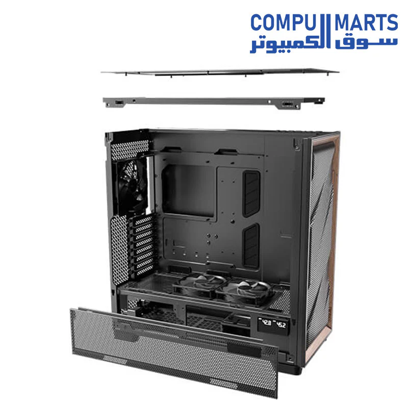 Antec Flux Pro, 6 x PWM Fans Included, High-Airflow Front Panel with Walnut Wood, iShift PSU 90° Mount, USB3.0 x 2, Type-C, 420mm Radiator Support, Temp. Display, Full-Tower E-ATX PC Case - Image 16
