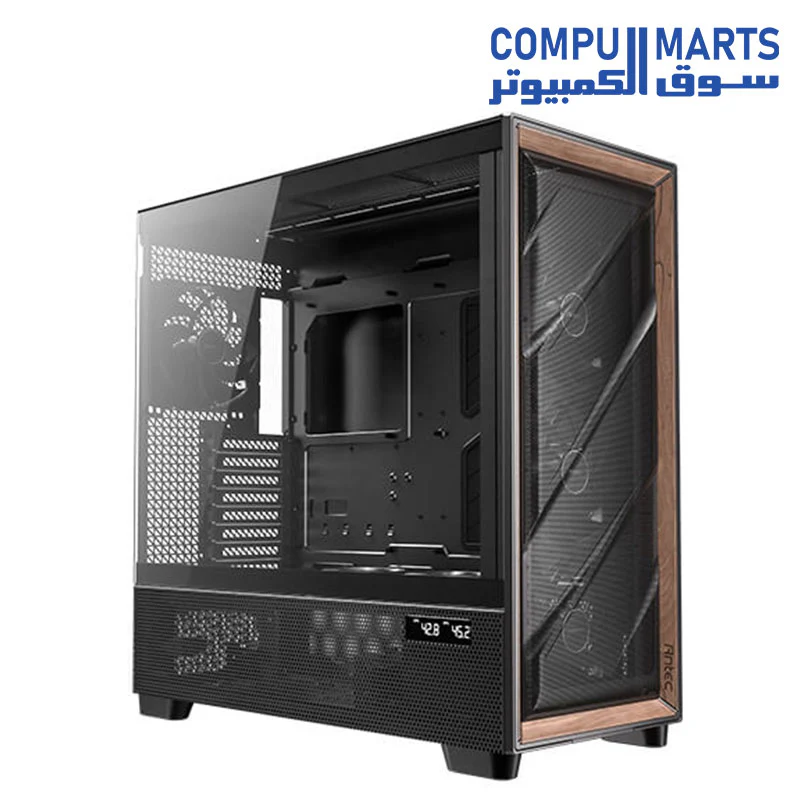 Antec Flux Pro, 6 x PWM Fans Included, High-Airflow Front Panel with Walnut Wood, iShift PSU 90° Mount, USB3.0 x 2, Type-C, 420mm Radiator Support, Temp. Display, Full-Tower E-ATX PC Case - Image 6
