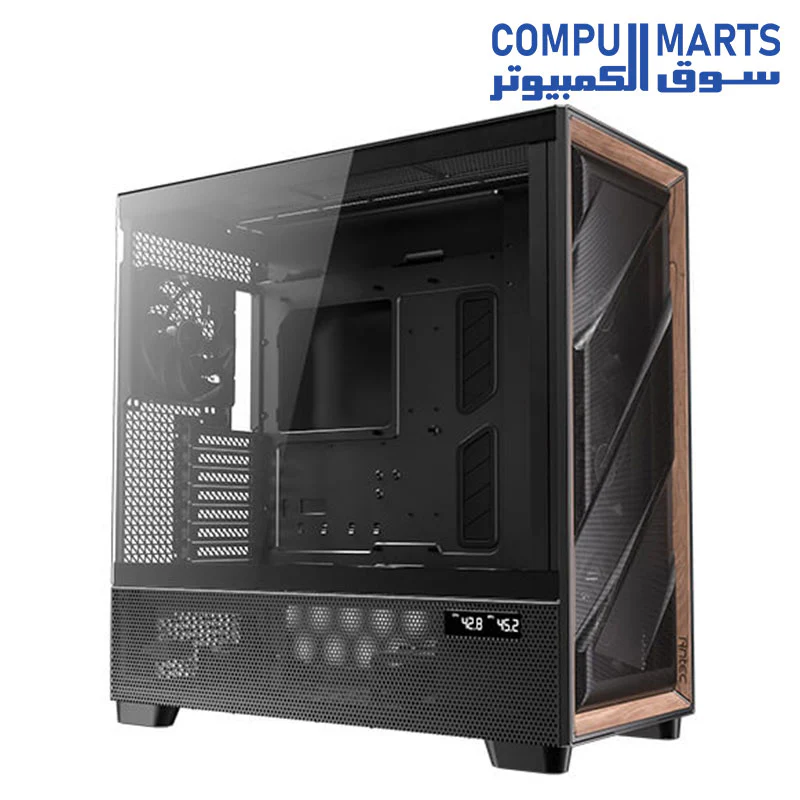 Antec Flux Pro, 6 x PWM Fans Included, High-Airflow Front Panel with Walnut Wood, iShift PSU 90° Mount, USB3.0 x 2, Type-C, 420mm Radiator Support, Temp. Display, Full-Tower E-ATX PC Case - Image 7