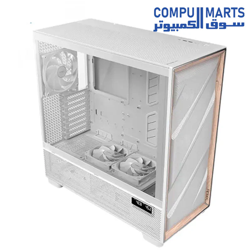 Antec Flux Pro, 6 x PWM Fans Included, High-Airflow Front Panel with Walnut Wood, iShift PSU 90° Mount, USB3.0 x 2, Type-C, 420mm Radiator Support, Temp. Display, Full-Tower E-ATX PC Case - Image 8