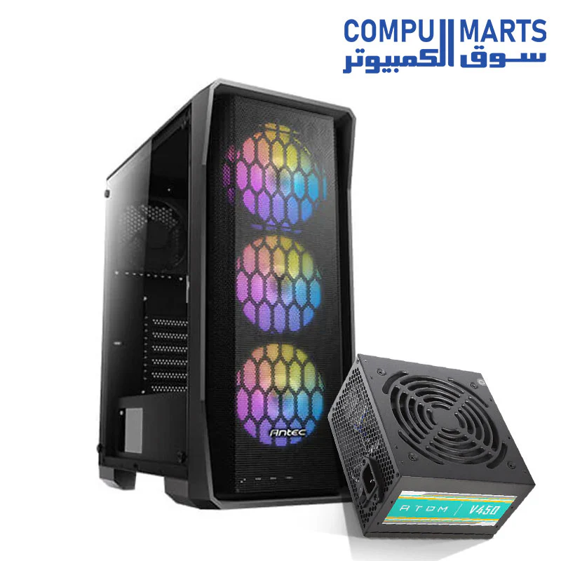 ANTEC NX360 Mid-Tower ATX Gaming Case ( New Fans )  + PSU Antec Atom V450 - Image 2