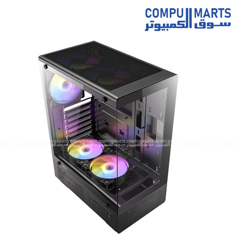Antec VCX300 Mid Tower Case with 5 ARGB Fans + Antec Atom V650 PSU - Image 2
