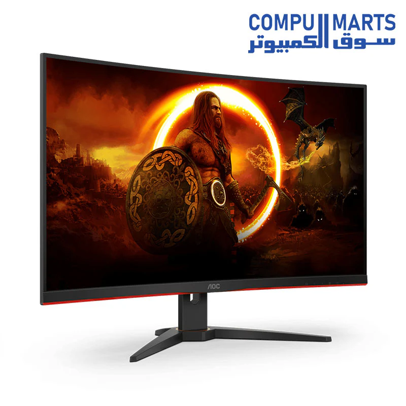 AOC C32G2ZE 32" Curved Frameless Gaming Monitor, Full HD 1920x1080, VA, 0.5ms 240Hz, AMD FreeSync Premium, DP/HDMI/VGA, VESA, 3-3-1 Re-Spawn Program, Xbox PS5 Switch,Black - Image 2