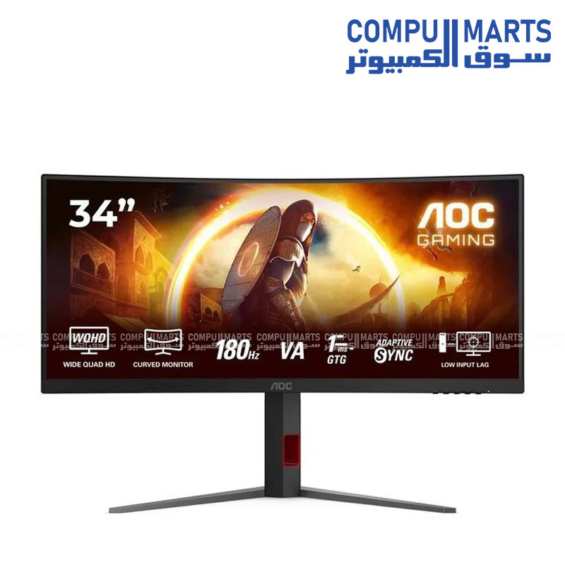 AOC CU34G4/89 34" WQHD 180Hz Ultra-Wide VA Gaming Monitor - Image 2