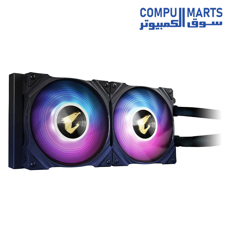 AORUS WATERFORCE X 240, All-in-one Liquid Cooler with Circular LCD Display, RGB Fusion 2.0, 120mm ARGB Fans - Image 2