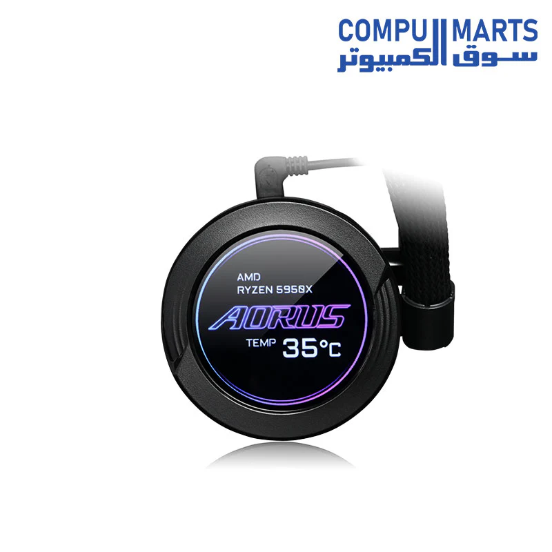 AORUS WATERFORCE X 280, All-in-one Liquid Cooler with Circular LCD Display, RGB Fusion 2.0, 140mm ARGB Fans - Image 4