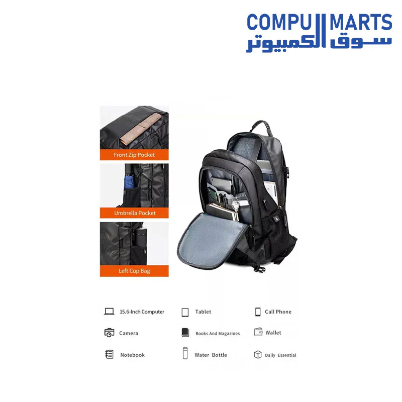 Arctic Hunter B00387 15.6 -Inch Multi Functional Travel Laptop Waterproof Backpack - Image 3