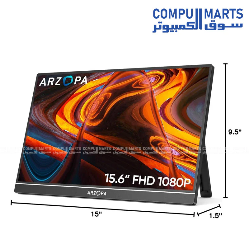 Arzopa A1 15.6″ FHD Portable Monitor – IPS, USB-C & Mini-HDMI, Built-in Speakers – 60Hz - Image 2