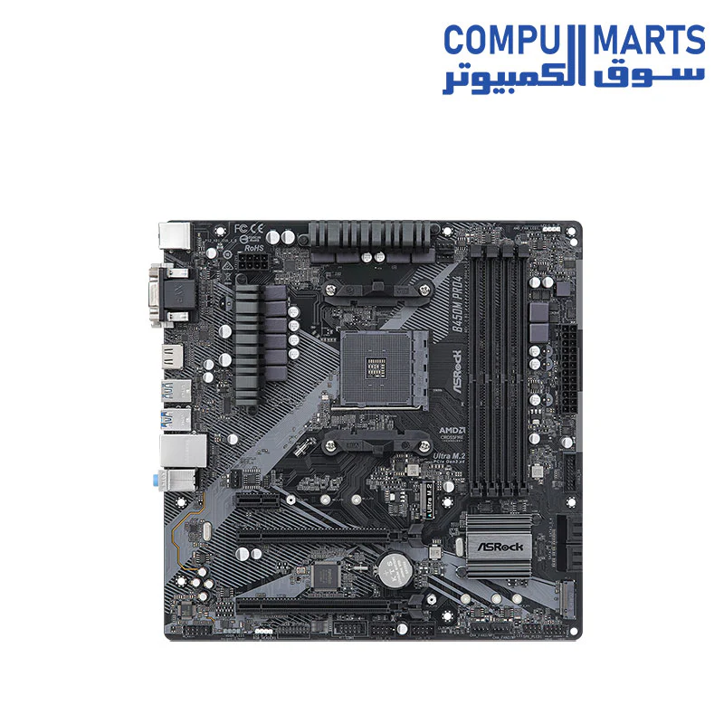ASRock B450M PRO4 R2.0 AM4 AMD mATX Motherboard - Image 2