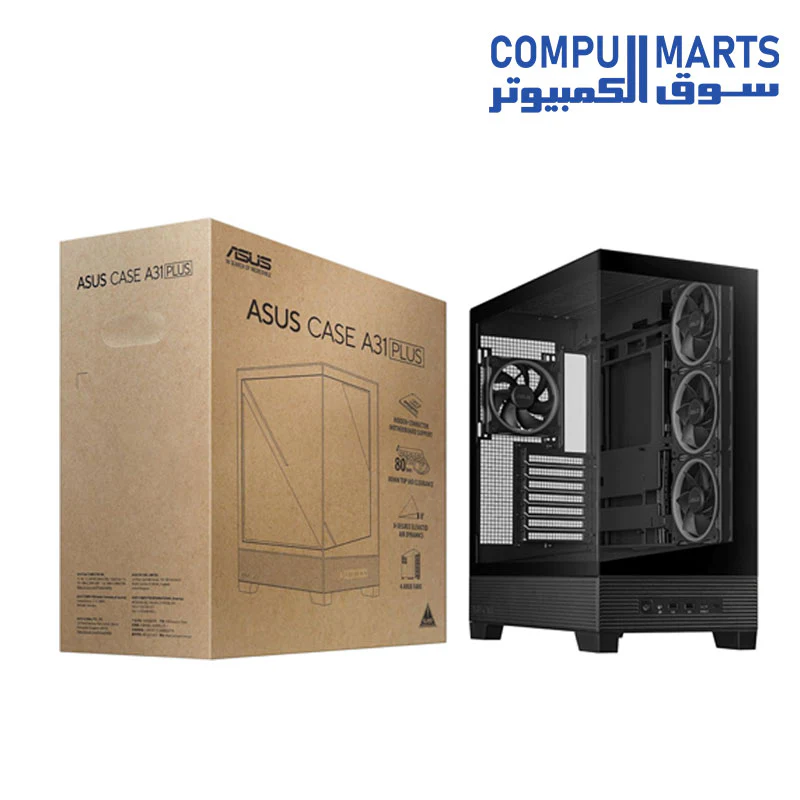 ASUS A31 Plus TG ARGB  ATX PC Case (Pre-Installed ARGB Fans, Glass Front Panel, Compatible with Hidden Port Motherboards, 360mm Radiators, 380mm Graphics) - Image 5