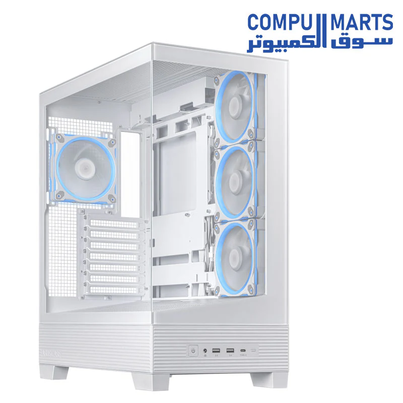 ASUS A31 Plus TG ARGB  ATX PC Case (Pre-Installed ARGB Fans, Glass Front Panel, Compatible with Hidden Port Motherboards, 360mm Radiators, 380mm Graphics) - Image 6