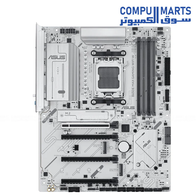 ASUS B650E MAX Gaming WiFi W – AMD B650 AM5 ATX Motherboard, White PCB, DDR5, PCIe 5.0, 3X M.2, Wi-Fi 6E, 2.5Gb LAN, USB 10Gbps Type-C, DisplayPort, HDMI, BIOS Flashback, Aura Sync, Advanced AI PC - Image 2