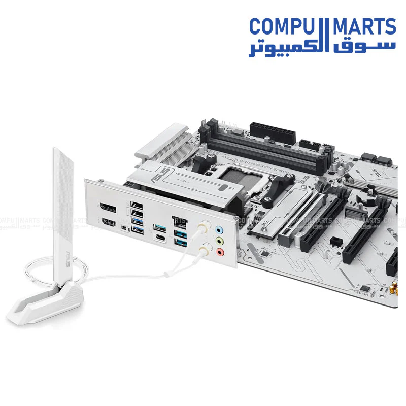 ASUS B650E MAX Gaming WiFi W – AMD B650 AM5 ATX Motherboard, White PCB, DDR5, PCIe 5.0, 3X M.2, Wi-Fi 6E, 2.5Gb LAN, USB 10Gbps Type-C, DisplayPort, HDMI, BIOS Flashback, Aura Sync, Advanced AI PC - Image 3