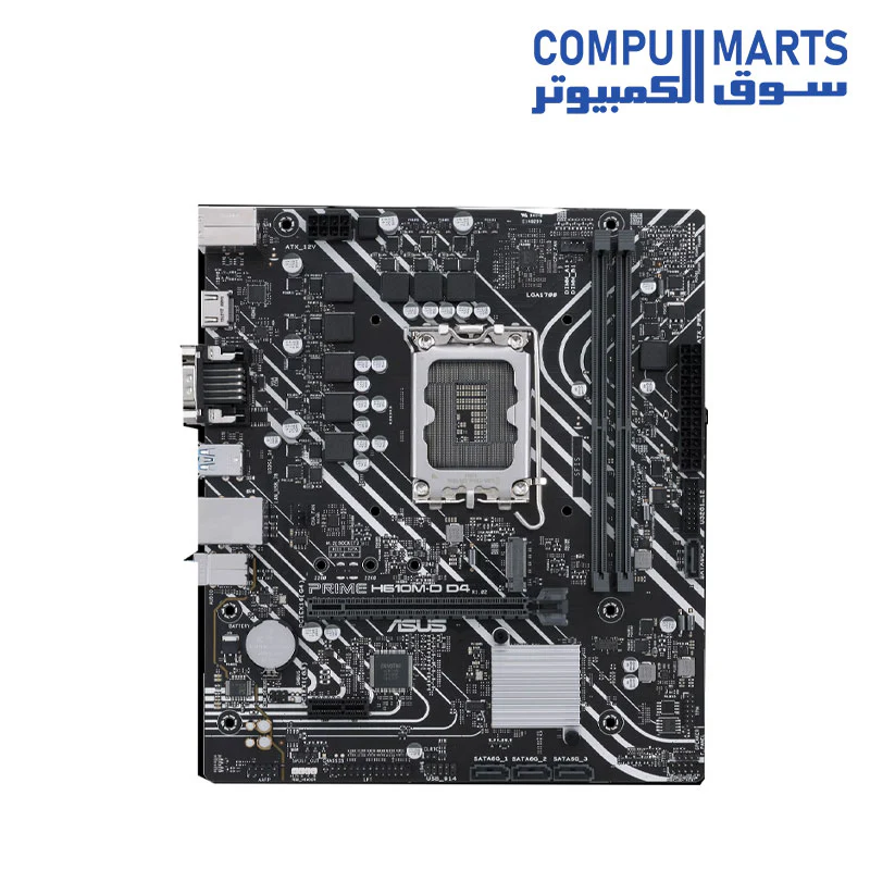 Asus Intel H610 (LGA 1700) mic-ATX motherboard with DDR4, PCIe 4.0, M.2 slot, Realtek 1 Gb Ethernet, HDMI, D-Sub, USB 3.2 Gen 1 ports, SATA 6 Gbps, COM port, LPT header, RGB header - Image 2