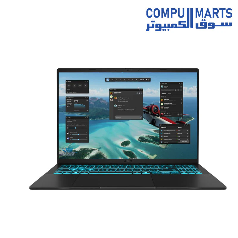 ASUS V16 Gaming Laptop, 16” WUXGA 144Hz Display, Intel Core 7 Processor 240H, NVIDIA GeForce RTX 3050, 16GB Memory, 512GB Storage, Windows 11, Matte Black, V3607VJ-DS76 - Image 4