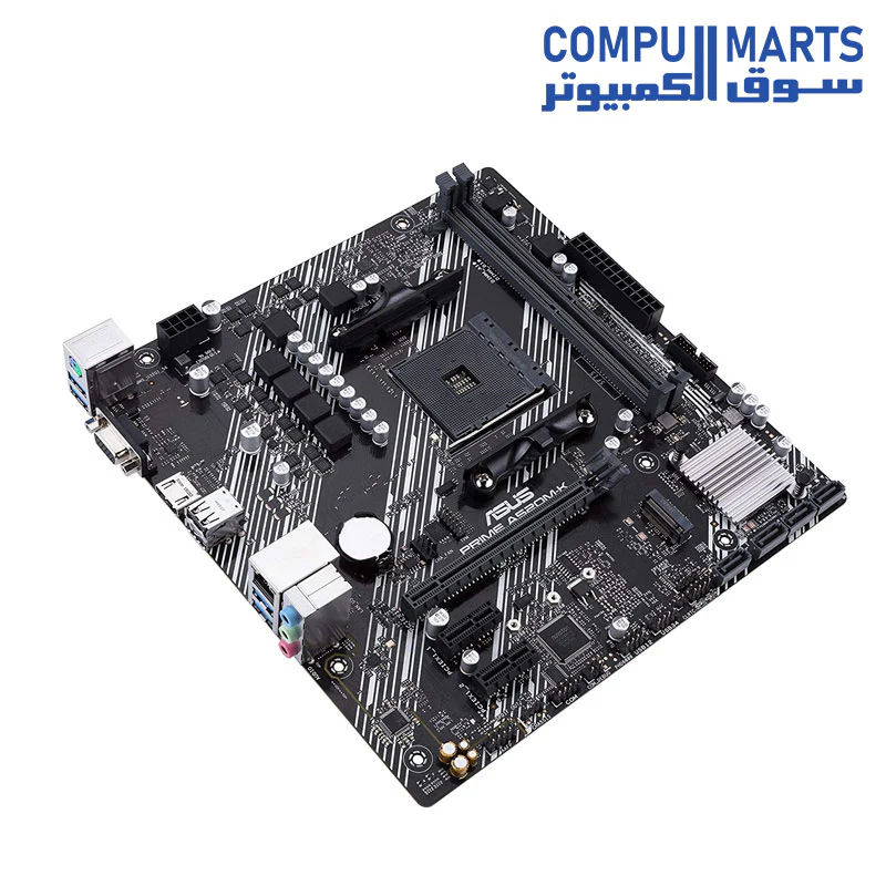 ASUS PRIME A520M-K AMD AM4 (3rd Gen Ryzen) Micro-ATX motherboard (ECC memory, M.2 support, 1Gb Ethernet, M.2, USB 3.2 Gen 1 Type-A,HDMI 2.1 4K 60Hz, D-Sub) - Image 3