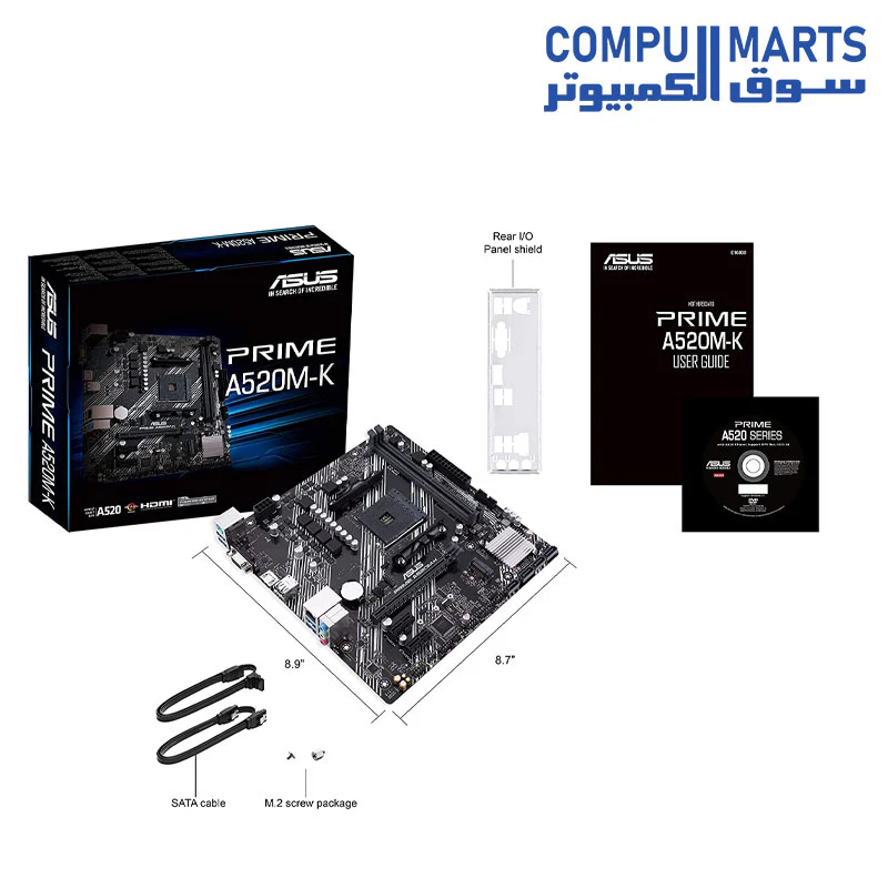 ASUS PRIME A520M-K AMD AM4 (3rd Gen Ryzen) Micro-ATX motherboard (ECC memory, M.2 support, 1Gb Ethernet, M.2, USB 3.2 Gen 1 Type-A,HDMI 2.1 4K 60Hz, D-Sub) - Image 4