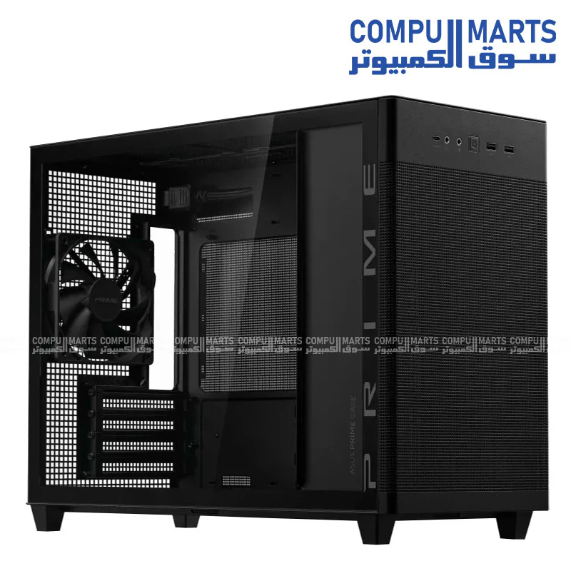 ASUS Prime AP201 Tempered Glass MicroATX PC Case – Small Tower with High Airflow & USB-C - Image 4