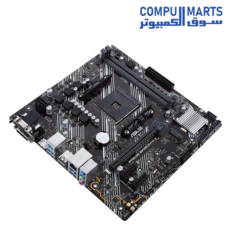 ASUS Prime B450M-K II (AMD AM4 Socket for AMD Ryzen 5000/4000/ 3rd/2nd/1st Gen) Micro ATX Motherboard with M.2 Support HDMI/DVI-D/D-Sub SATA 6 Gbps 1 Gb Ethernet USB 3.2 Gen 1 Type-A, BIOS Flashback - Image 3
