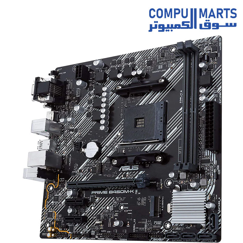 ASUS Prime B450M-K II (AMD AM4 Socket for AMD Ryzen 5000/4000/ 3rd/2nd/1st Gen) Micro ATX Motherboard with M.2 Support HDMI/DVI-D/D-Sub SATA 6 Gbps 1 Gb Ethernet USB 3.2 Gen 1 Type-A, BIOS Flashback - Image 4