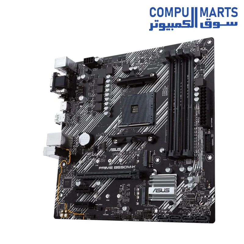 ASUS PRIME B550M-K (AMD B550) (Ryzen AM4) micro ATX motherboard with dual M.2, PCIe 4.0, 1 Gb Ethernet, HDMI/D-Sub/DVI, SATA 6 Gbps, USB 3.2 Gen 2 Type-A - Image 2