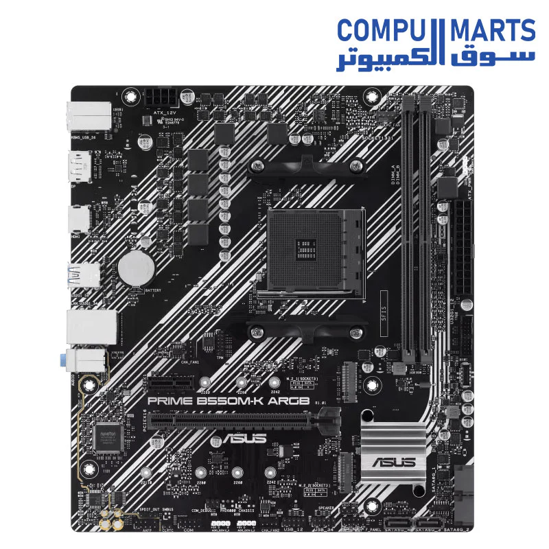ASUS PRIME B550M-K ARGB AMD B550 Socket AM4 micro ATX Motherboard - Image 2