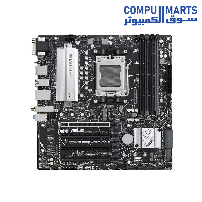 ASUS Prime B650M-A II AMD B650 Micro-ATX motherboard with DDR5, PCIe 5.0 M.2, 2.5Gb Ethernet, DisplayPort, HDMI, VGA, rear USB 3.2 Gen 2, front USB 3.2 Gen 1 Type-C, BIOS FlashBack, Arua Sync - Image 3