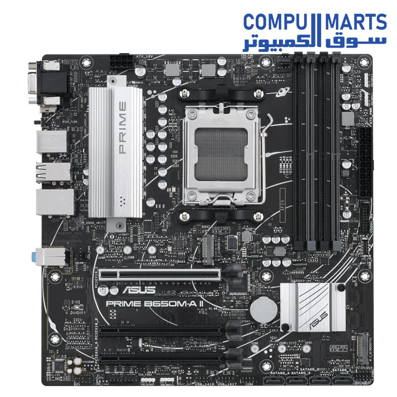 ASUS Prime B650M-A II-CSM AMD B650 AM5 Ryzen Desktop 9000 8000 & 7000 Micro-ATX mATX Motherboard DDR5, PCIe 5.0 M.2, 2.5Gb LAN, DisplayPort, HDMI, VGA, USB 3.2, USB 3.2 Type-C, BIOS Flashback - Image 2