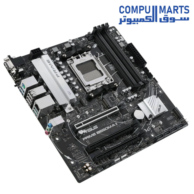 ASUS Prime B650M-A II-CSM AMD B650 AM5 Ryzen Desktop 9000 8000 & 7000 Micro-ATX mATX Motherboard DDR5, PCIe 5.0 M.2, 2.5Gb LAN, DisplayPort, HDMI, VGA, USB 3.2, USB 3.2 Type-C, BIOS Flashback - Image 3