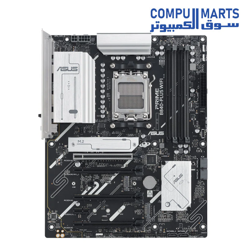 ASUS Prime B840-PLUS WiFi AMD AM5 B840 ATX Motherboard, Advanced AI Ready, DDR5, PCIe 4.0, 3X M.2, Wi-Fi 6E, 2.5Gb LAN, DisplayPort, HDMI, USB 10Gbps Type-A & Type-C, BIOS Flashback, Aura Sync RGB - Image 2