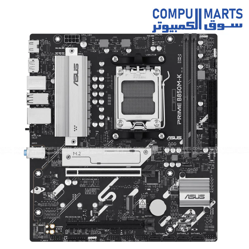 ASUS PRIME B850M-K Micro-ATX Motherboard – AMD B850, DDR5, PCIe 5.0, M.2, Wi-Fi Ready, Aura Sync RGB - Image 2