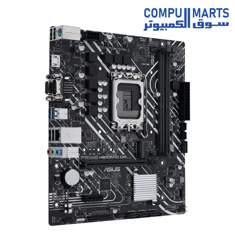Asus Prime H610M-D D4 Mic ATX Motherboard, LGA 1700 Socket, DDR4 Support, PCIe 4.0, M.2 Slot, 1Gb Ethernet, HDMI - Image 2