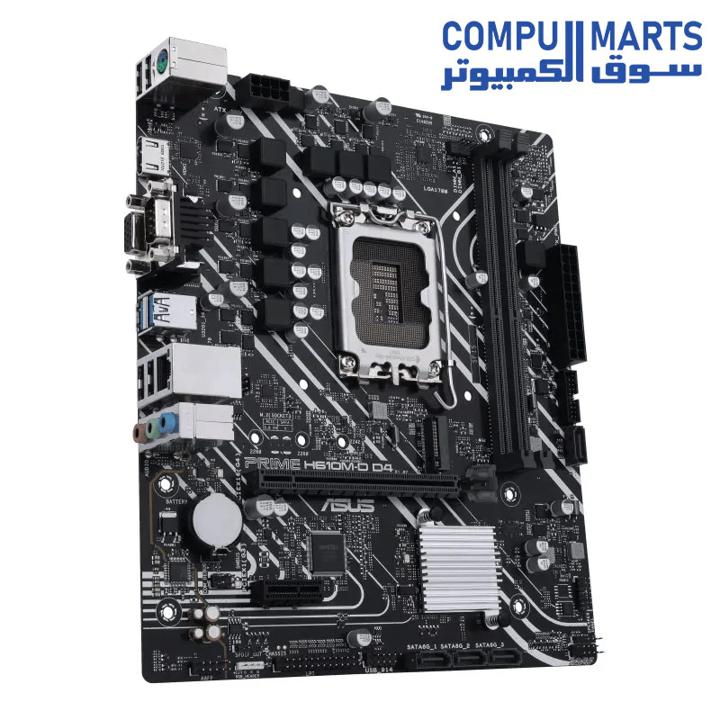 Asus Prime H610M-D D4 Mic ATX Motherboard, LGA 1700 Socket, DDR4 Support, PCIe 4.0, M.2 Slot, 1Gb Ethernet, HDMI - Image 3