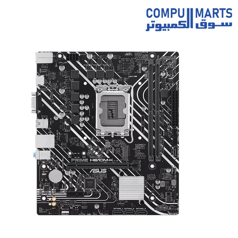 ASUS PRIME H610M-K Intel (LGA 1700) micro-ATX motherboard, DDR5, PCIe 4.0, M.2 slot, Realtek 1 Gb Ethernet, HDMI, VGA, USB 3.2 Gen 1, SATA 6 Gbps, COM header, RGB header - Image 2