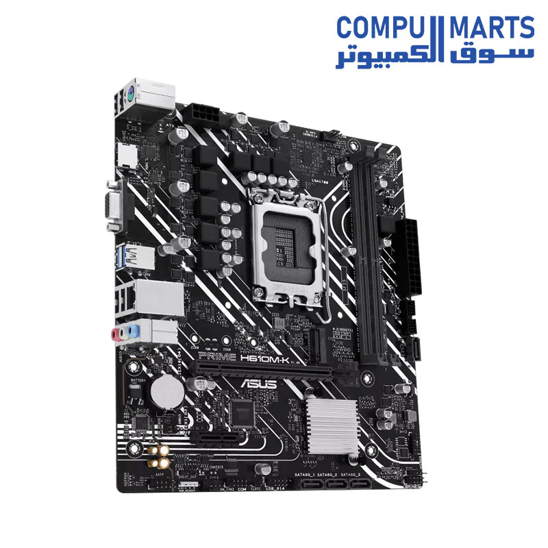ASUS PRIME H610M-K Intel (LGA 1700) micro-ATX motherboard, DDR5, PCIe 4.0, M.2 slot, Realtek 1 Gb Ethernet, HDMI, VGA, USB 3.2 Gen 1, SATA 6 Gbps, COM header, RGB header - Image 4