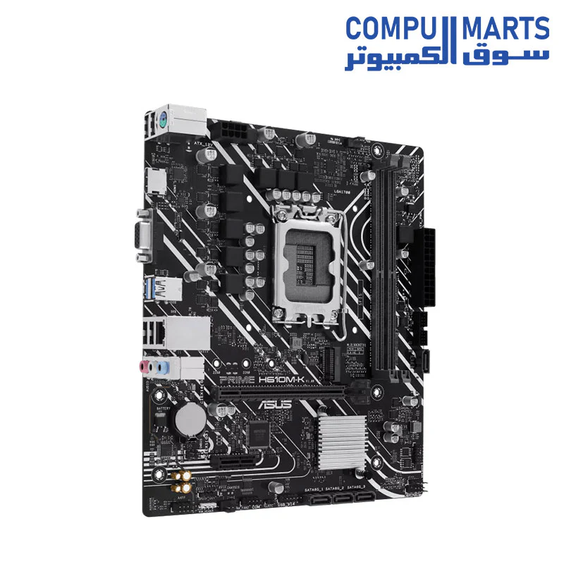 ASUS PRIME H610M-K Intel (LGA 1700) micro-ATX motherboard, DDR5, PCIe 4.0, M.2 slot, Realtek 1 Gb Ethernet, HDMI, VGA, USB 3.2 Gen 1, SATA 6 Gbps, COM header, RGB header - Image 5