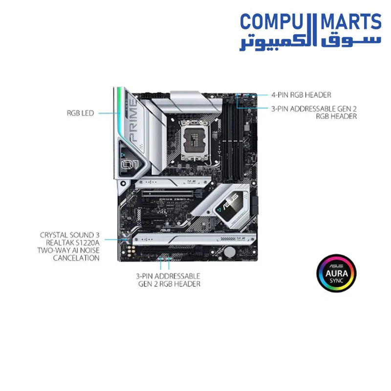 ASUS Prime Z690-A LGA 1700(Intel 12th) ATX Motherboard (16+1 DrMOS,PCIe 5.0,DDR5,4X M.2, Intel 2.5 Gb LAN,USB 3.2 Gen 2 Front Panel Type-C,Thunderbolt 4,Aura Sync RGB Lighting) - Image 4
