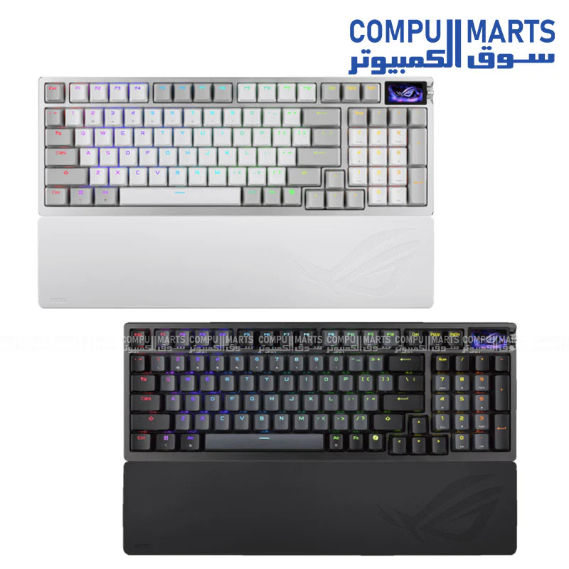 ASUS M901 ROG Azoth 96 HE Gaming Keyboard – HFX V2 Magnetic Switch, 8000Hz Polling, 2.4GHz + Bluetooth + USB-C, Per-Key RGB (Black/White) - Image 3