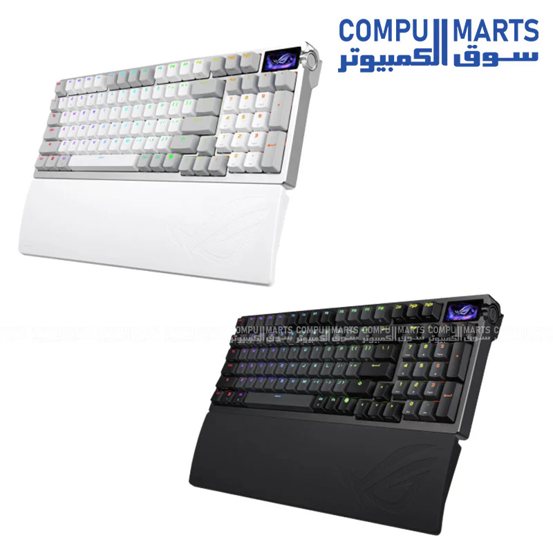 ASUS M901 ROG Azoth 96 HE Gaming Keyboard – HFX V2 Magnetic Switch, 8000Hz Polling, 2.4GHz + Bluetooth + USB-C, Per-Key RGB (Black/White) - Image 4