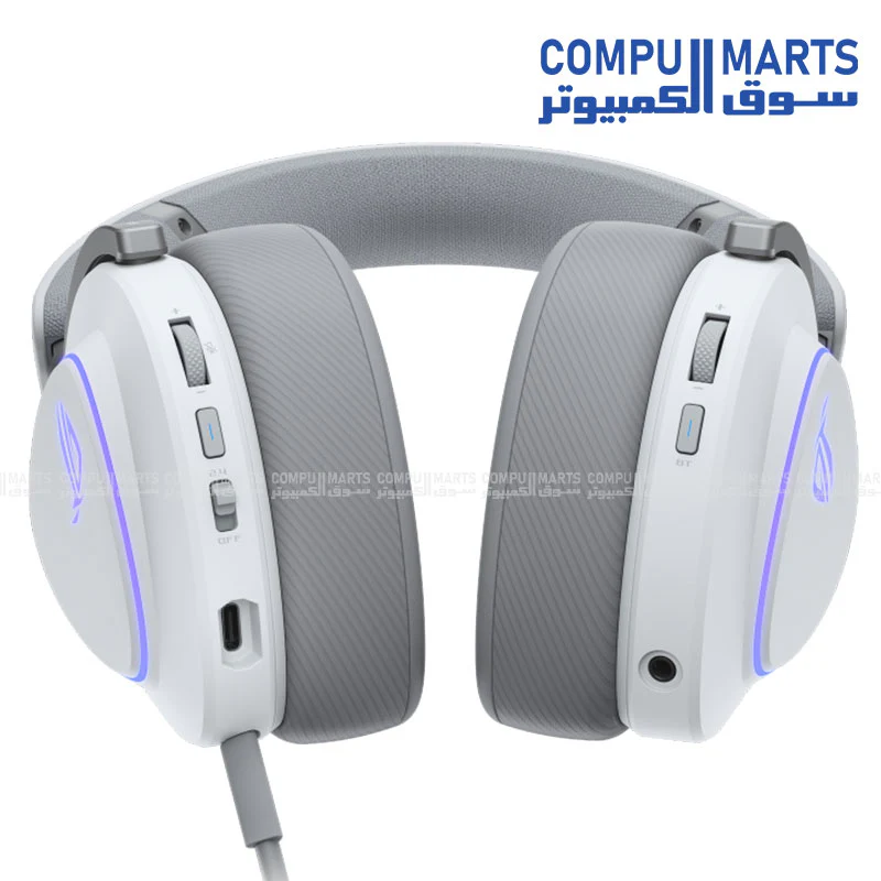 ASUS A701 ROG Delta II Wireless Gaming Headset – 2.4GHz + Bluetooth + 3.5mm, 50mm Titanium Drivers, RGB Aura, 1800mAh Battery (Black/White) - Image 4
