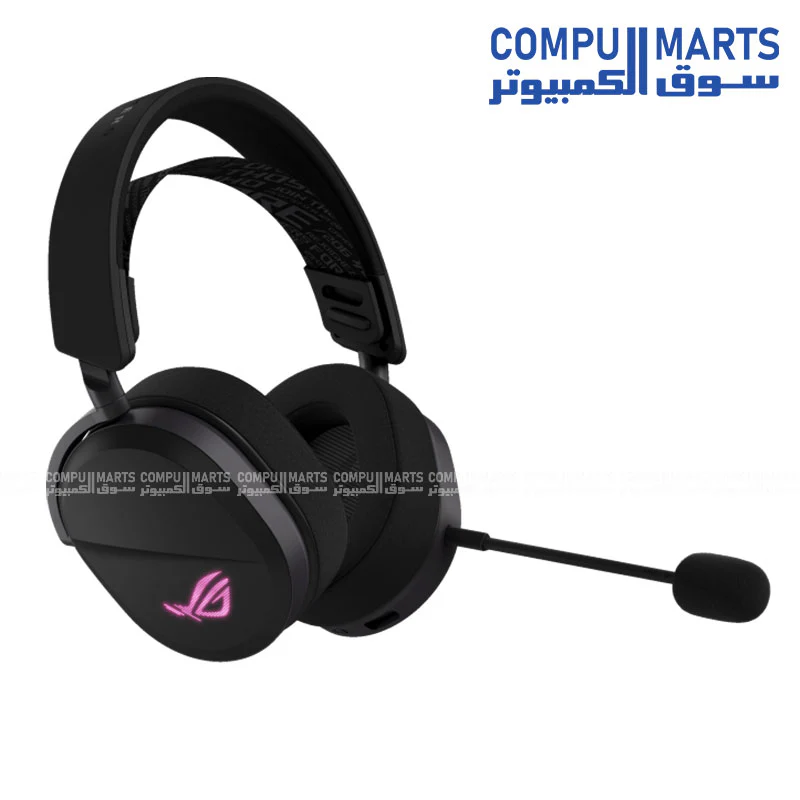 ASUS A501 ROG Pelta Wireless Gaming Headset – 2.4GHz + Bluetooth + USB-C, 50mm Titanium Drivers, RGB Aura, 900mAh Battery (Black/White) - Image 2