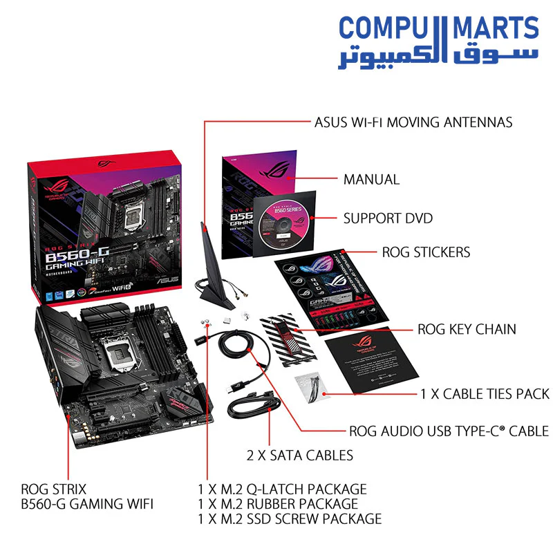 ASUS ROG STRIX B560-G GAMING WIFI  Intel B560 LGA 1200 micro ATX motherboard with PCIe 4.0, 8+2 teamed power stages, Two-Way AI Noise Cancelation, WiFi 6 (802.11ax), Intel 2.5 Gb Ethernet - Image 4